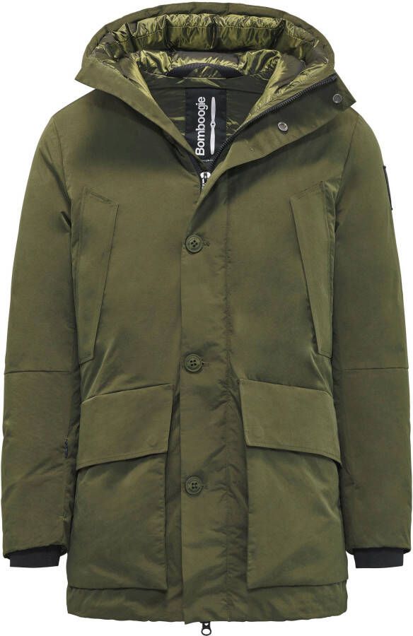 BomBoogie Nylon Cotton Blend Parka opgevuld met echte veer Groen Heren
