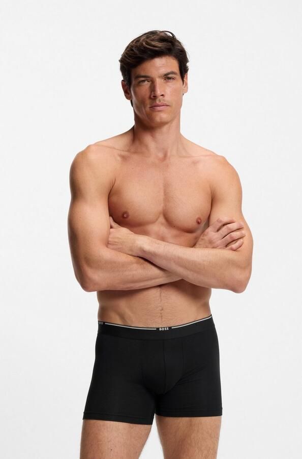 BOSS Boxershort Boxer Brief 3P Bamboo met logo-opschrift op de band (set 3 stuks) - Foto 7