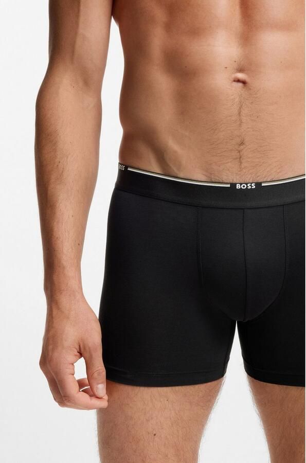 BOSS Boxershort Boxer Brief 3P Bamboo met logo-opschrift op de band (set 3 stuks) - Foto 5