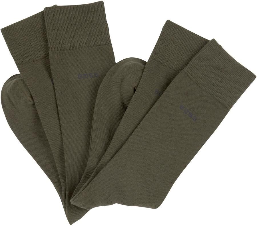 BOSS Business-sokken 2P RS Uni met gebreid logo-tekst (2 paar Set van 2)