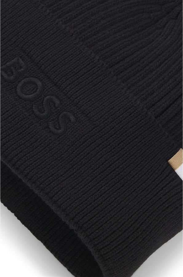 Hugo Boss Zwarte wollen en katoenen geribbelde pet Black Heren - Foto 4