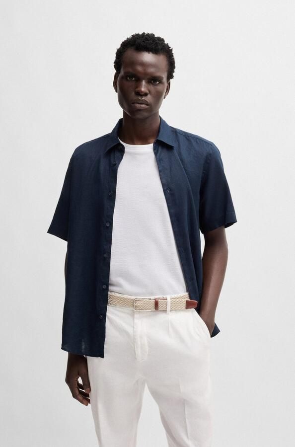 Boss Gevlochten riem Clorio met logo-tekst op de sluiting en leren lus - Foto 10