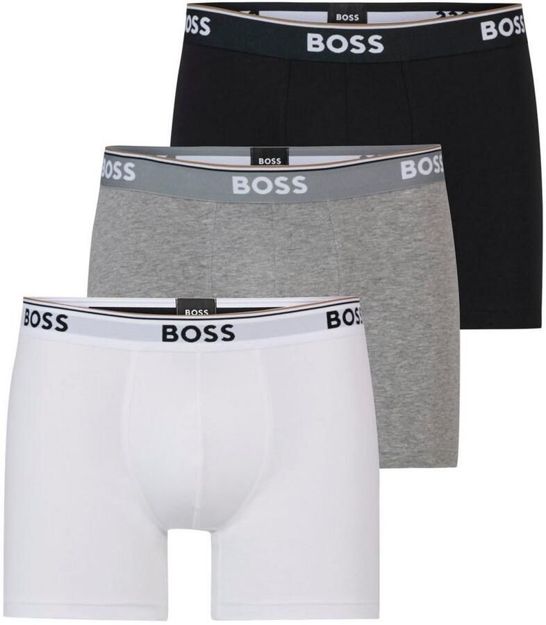 BOSS Lange boxershort BRIEF 3 PACK met in kleur bijpassende weefband (3 stuks) - Foto 4