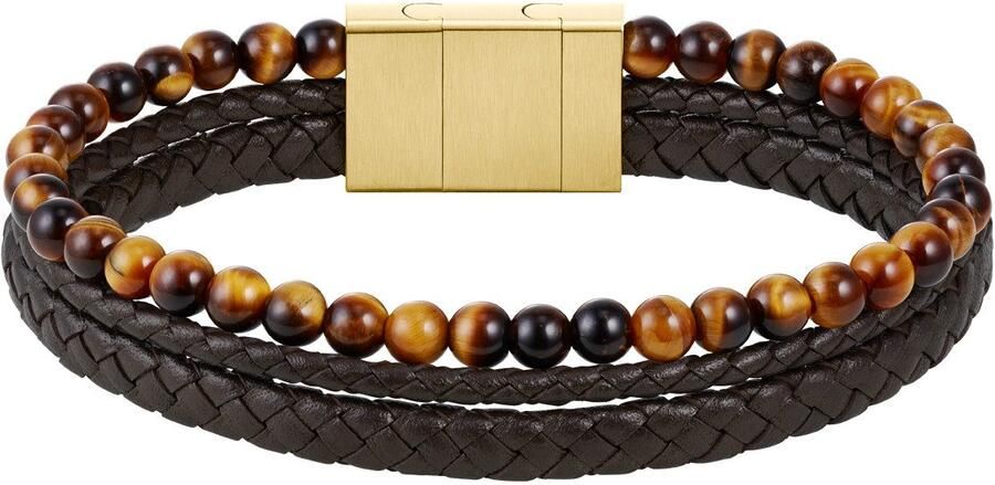 Boss Leren armband SPHERE MIXED met onyx of tijgeroog - Foto 2