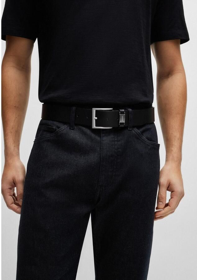 Boss Leren riem Connio zilverkleurige sluiting & logo-tekst op de lus - Foto 3