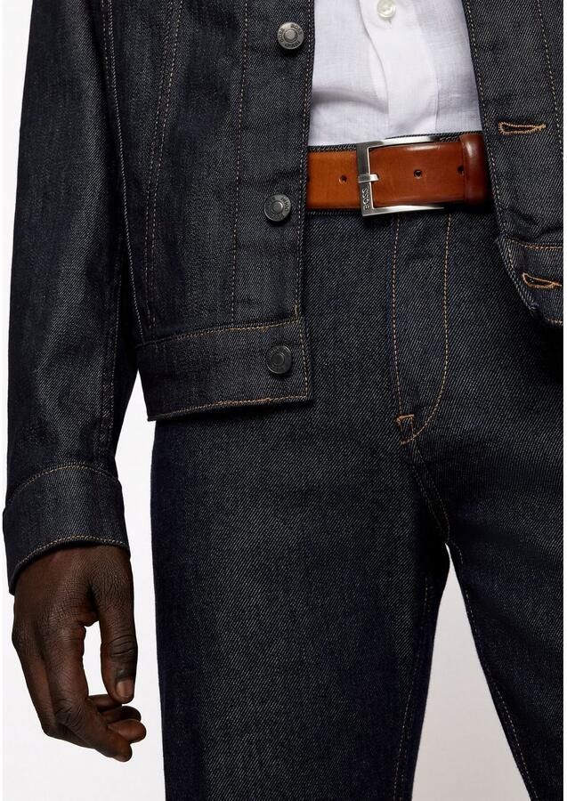 Boss Leren riem met vierkante sluiting en gegraveerd logo - Foto 4