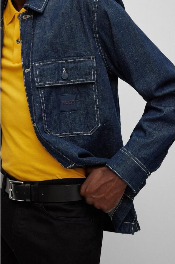 Boss Leren riem Rummi_Sz40 van italiaans leer met metalen details in antiek-look - Foto 5