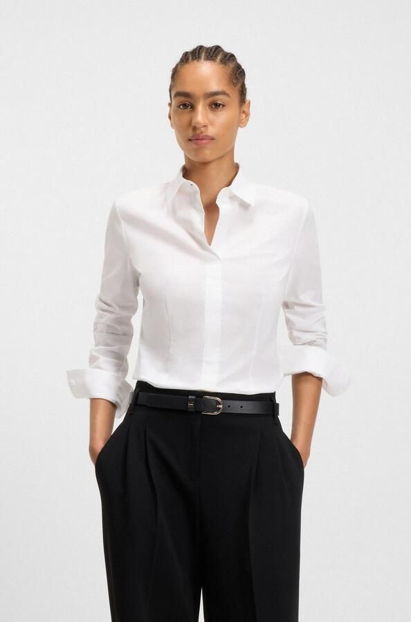 Boss Leren riem Scarlet B. 2 5cm N-R met goudkleurige sluiting en -logo op de lus - Foto 8