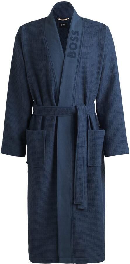 BOSS Ochtendjas Waffle Kimono met groot logo van velours - Foto 4