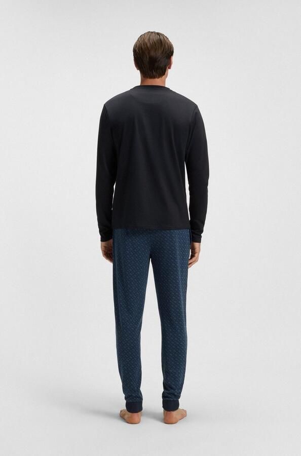 BOSS Pyjama Relax Long Set Nieuwigheid bovenkant effen onderkant met patroon (2-delig) - Foto 2