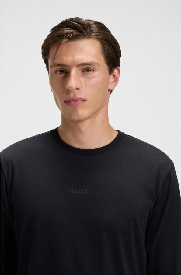 BOSS Pyjama Relax Long Set Nieuwigheid bovenkant effen onderkant met patroon (2-delig)