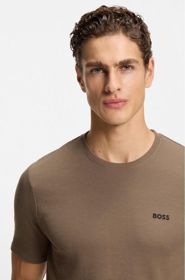 Boss Regular fit T-shirt met wafellook - Foto 3