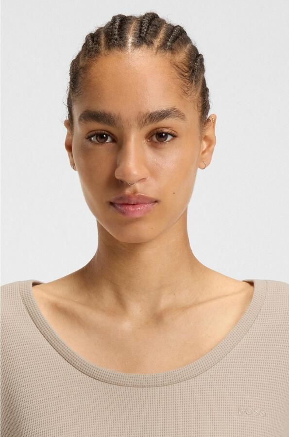 BOSS Shirt met lange mouwen Waffle Slaap-top wafelstructuur van katoenmix - Foto 3