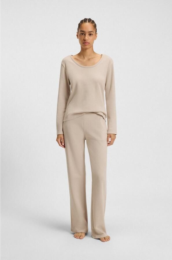 BOSS Shirt met lange mouwen Waffle Slaap-top wafelstructuur van katoenmix - Foto 4