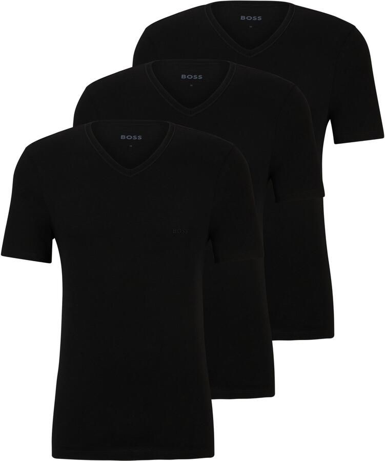 Boss Katoenen T-shirts 3-pack Regular Fit V-hals Logo Borduursel Black Heren - Foto 7