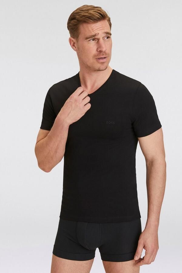 Boss Katoenen T-shirts 3-pack Regular Fit V-hals Logo Borduursel Black Heren - Foto 15
