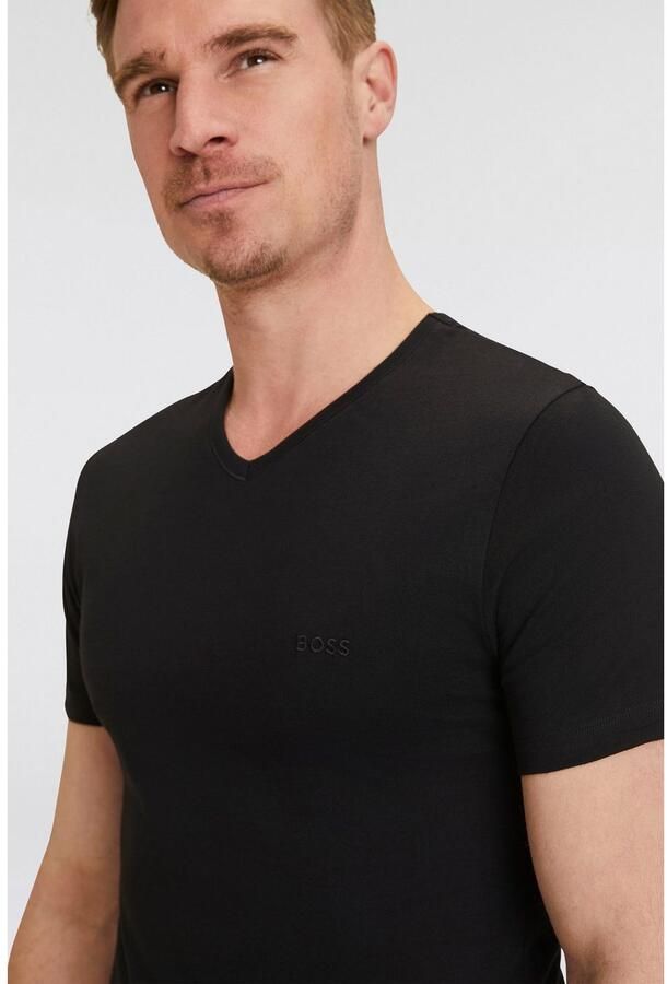 Boss Katoenen T-shirts 3-pack Regular Fit V-hals Logo Borduursel Black Heren - Foto 12