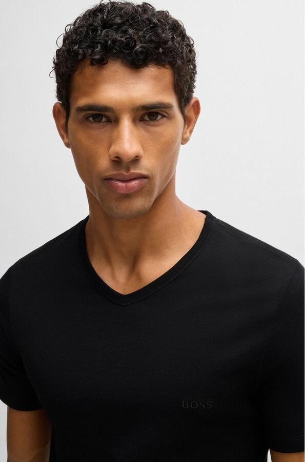 Boss Katoenen T-shirts 3-pack Regular Fit V-hals Logo Borduursel Black Heren - Foto 17