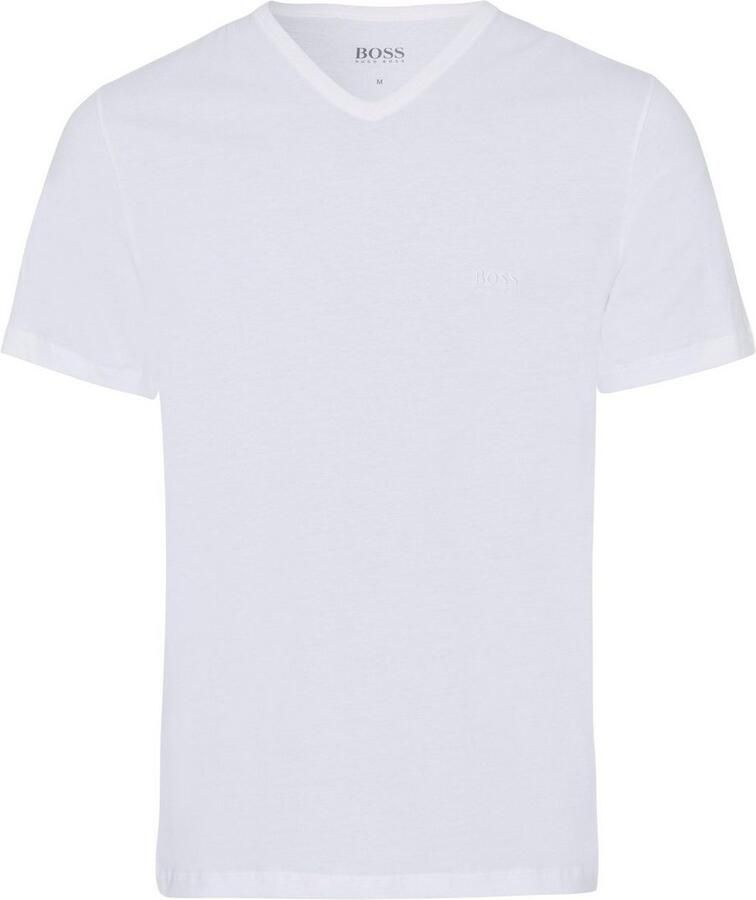 Boss Katoenen T-shirts 3-pack Regular Fit V-hals Logo Borduursel White Heren - Foto 15