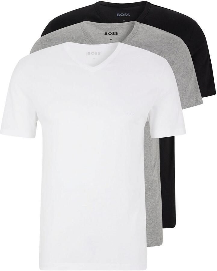 Boss T-shirt met labelstitching in een set van 3 stuks model 'Classic' - Foto 4