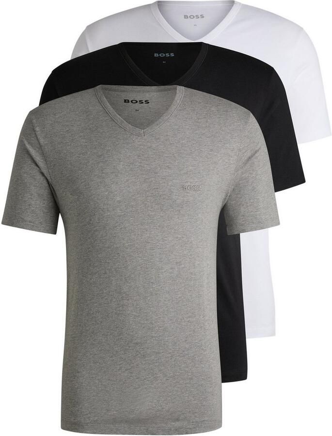 Boss T-shirt met labelstitching in een set van 3 stuks model 'Classic' - Foto 7