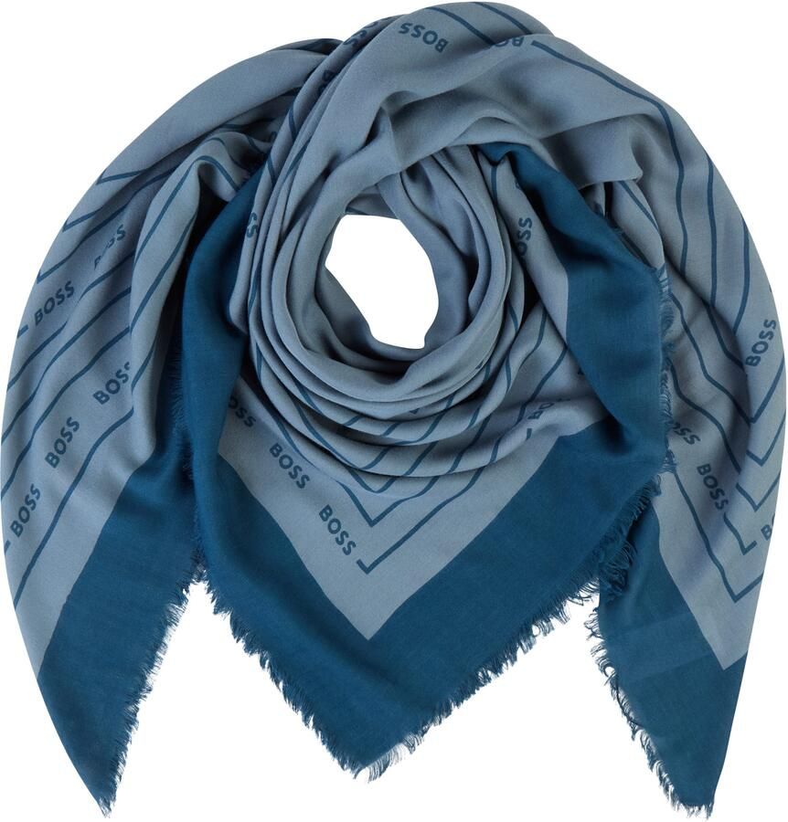 Boss Sjaal Laik 120*120 met -logo-teksten rondom kleine franjes - Foto 2
