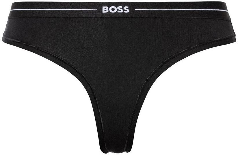 Hugo Boss 3P String Set Zwart Katoen Elastisch Logo Tailleband Black Dames - Foto 8