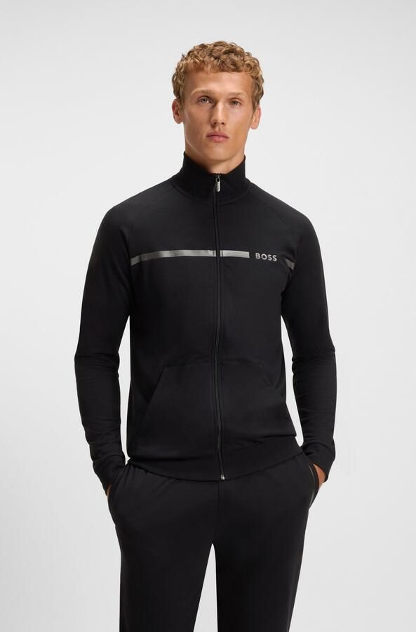 BOSS Sweatvest Authentic Jacket Z van katoen-badstof met strepen en logo regular fit - Foto 5