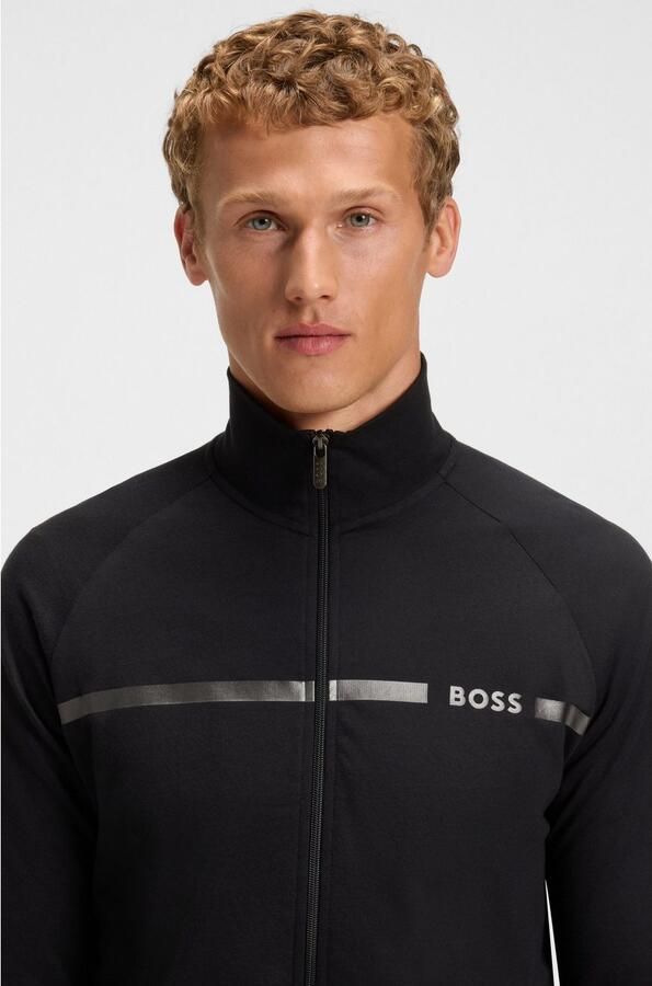 BOSS Sweatvest Authentic Jacket Z van katoen-badstof met strepen en logo regular fit - Foto 2