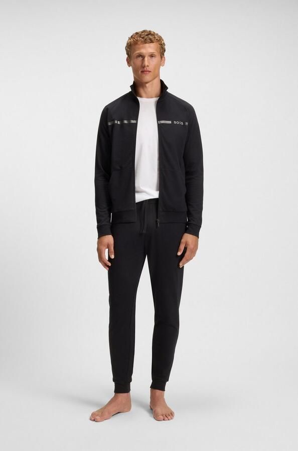 BOSS Sweatvest Authentic Jacket Z van katoen-badstof met strepen en logo regular fit - Foto 3