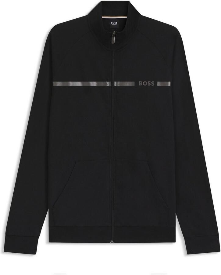 BOSS Sweatvest Authentic Jacket Z van katoen-badstof met strepen en logo regular fit