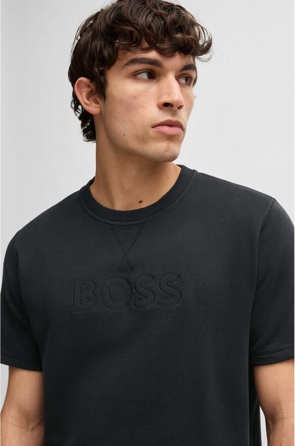 BOSS T-shirt David met groot logoborduursel - Foto 3