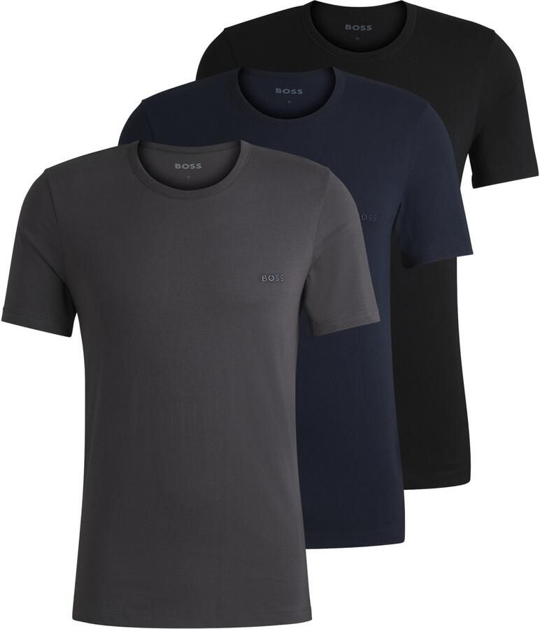 Boss T-shirt met labelstitching in een set van 3 stuks model 'Classic' - Foto 3