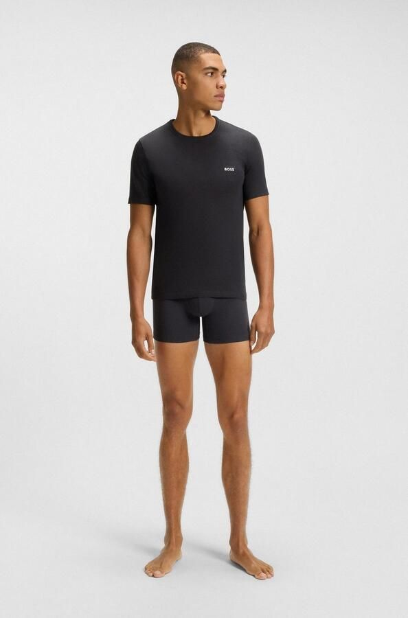 Boss T-shirt Korte Mouw 3 Pack Cotton T-Shirts Black Dark Grey Khaki Green - Foto 3