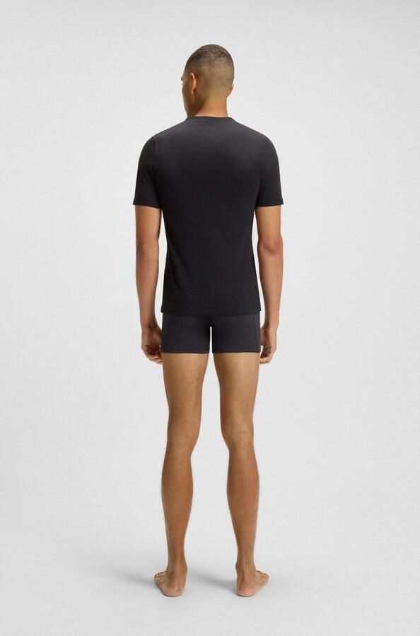 Boss T-shirt Korte Mouw 3 Pack Cotton T-Shirts Black Dark Grey Khaki Green - Foto 4