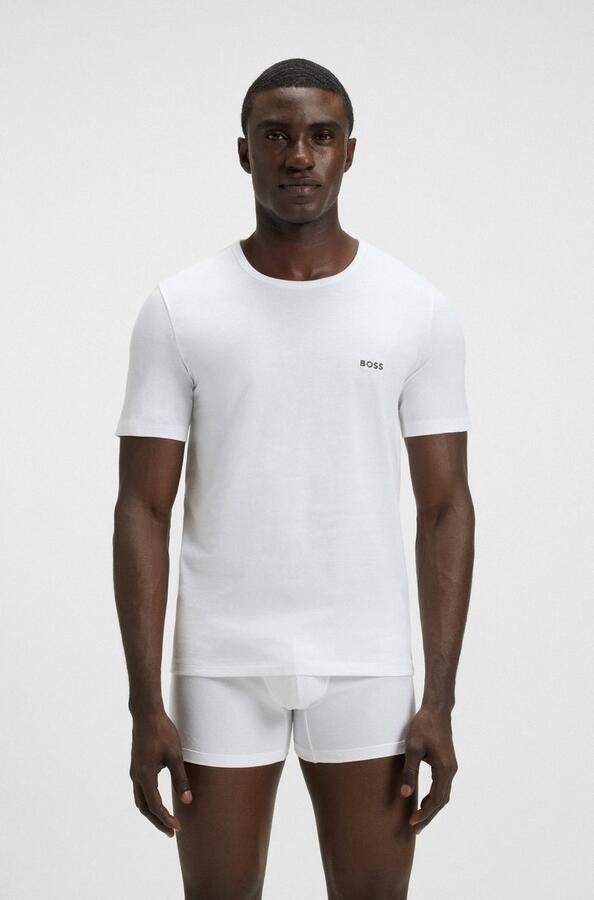 Boss Regular fit T-shirt van puur katoen in een set van 3 stuks