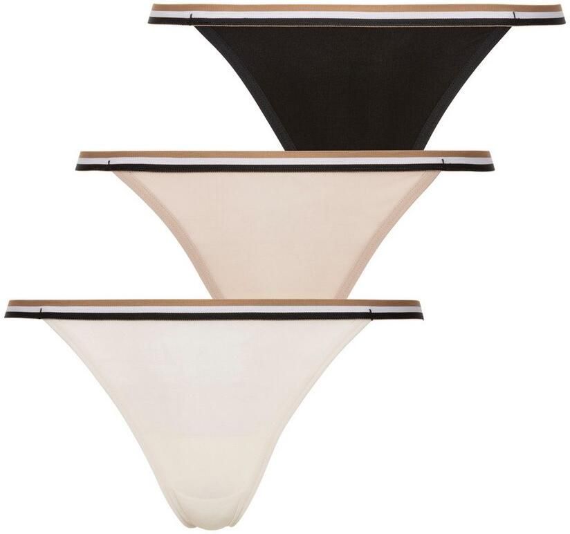 BOSS Tanga 3P STRING LACE met kanten details sportief gestreepte tailleband (3 stuks)