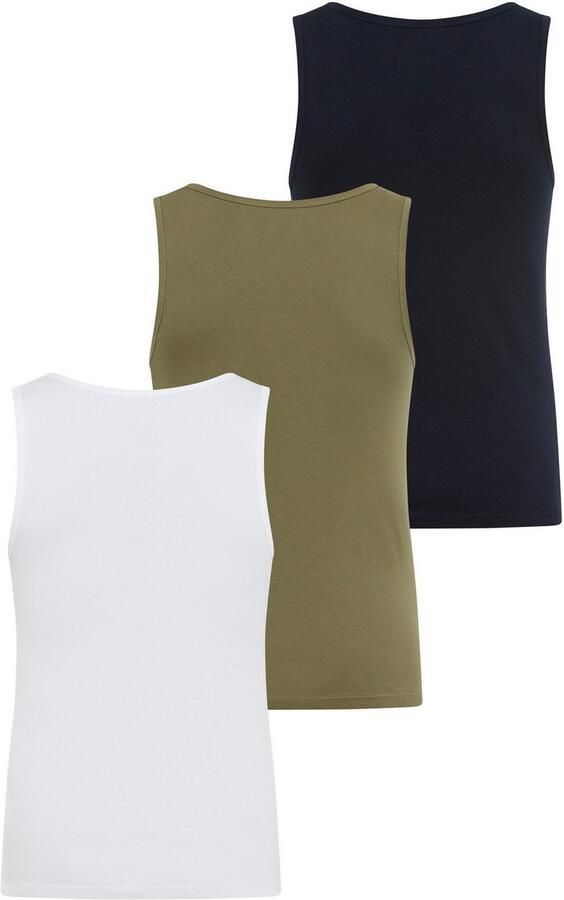 BOSS Tanktop 3P RibClassic ONE Ton-in-ton borduursel op de borst