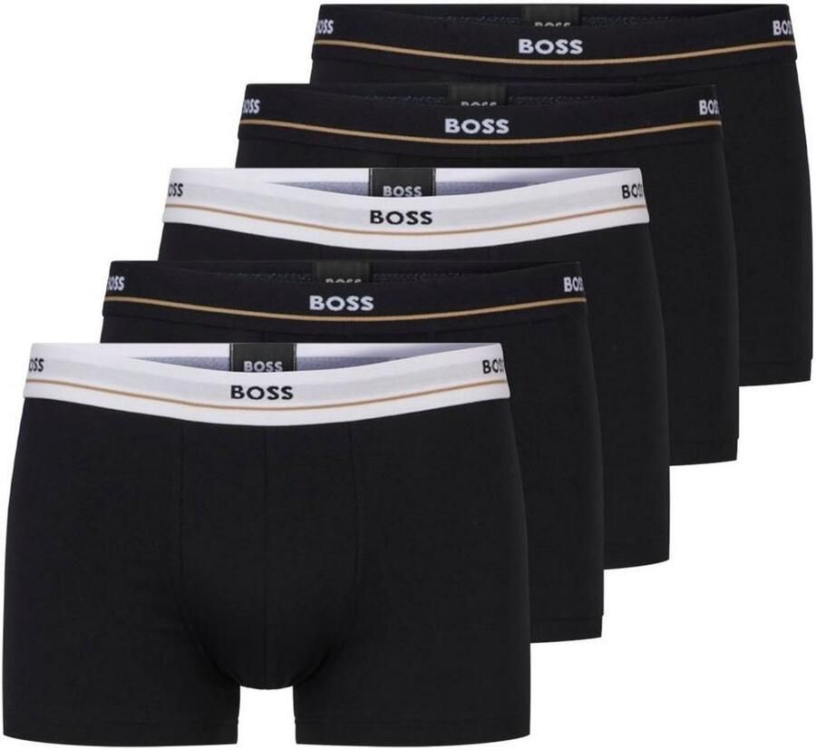 BOSS Trunk 5P Essential met modieuze gedeeltelijk contrasterende logo-elastische tailleband (5 stuks Set van 5) - Foto 3