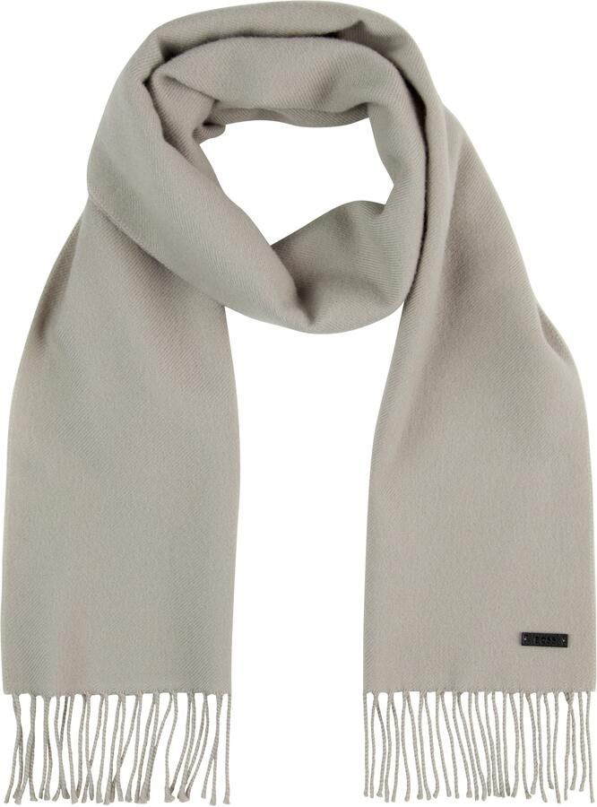 Boss Wollen sjaal Naster 35*180 met gedraaide franjes 100% wol lederlabel premium quality