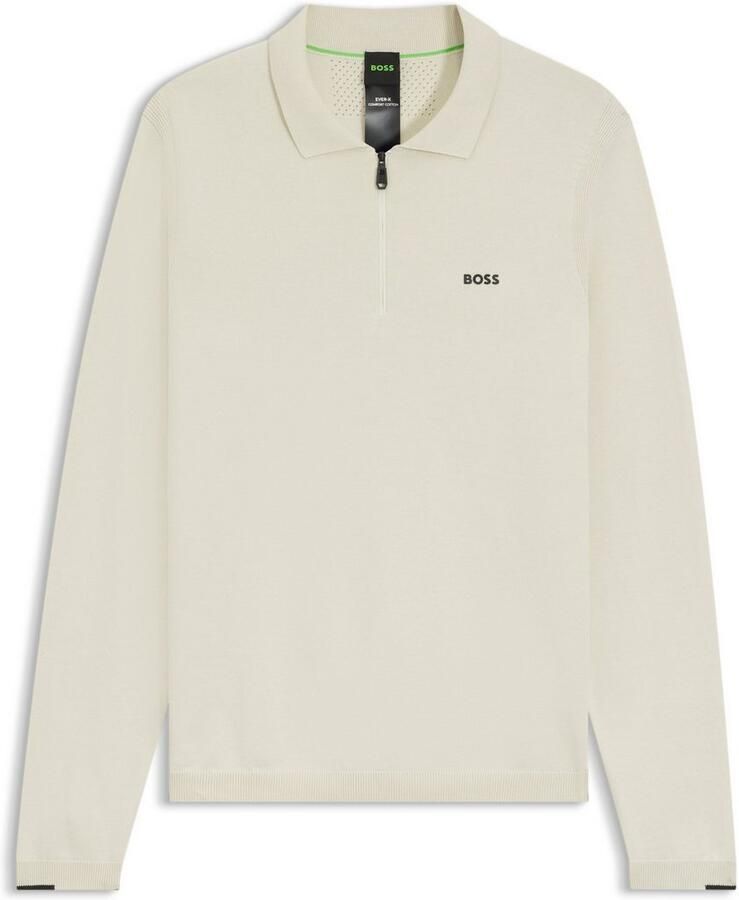 BOSS GREEN Gebreide trui KN Ever-X PL met ritssluiting regular fit ton sur ton logo