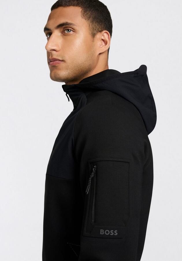 Boss Urban Tech 1 4 Zip Hooded Jacket Black- Heren Black - Foto 3