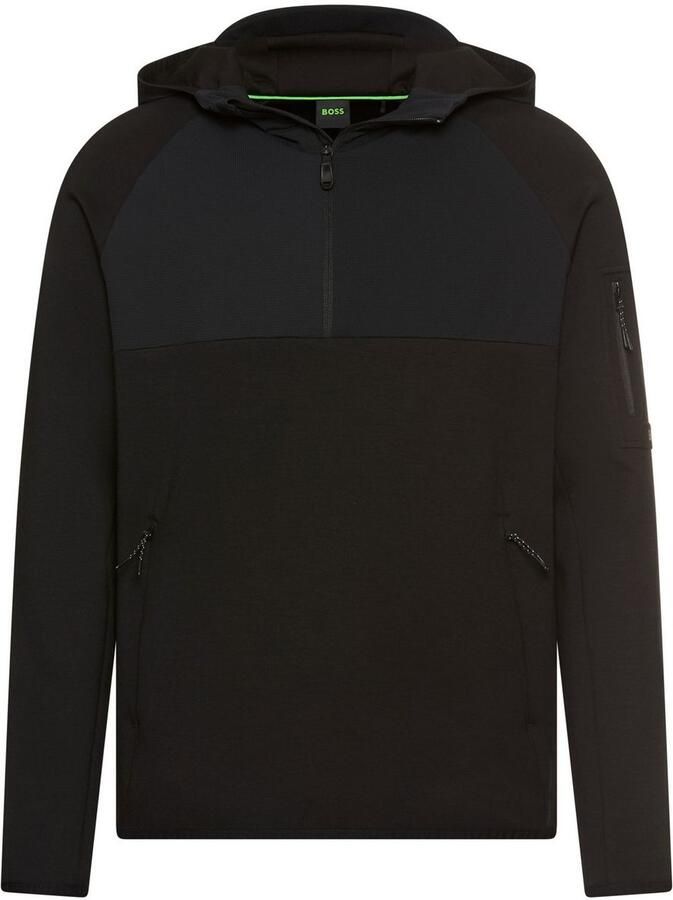 Boss Urban Tech 1 4 Zip Hooded Jacket Black- Heren Black - Foto 1