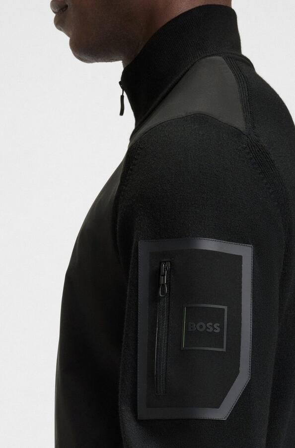 BOSS Green Regular fit functioneel thermojack met scheerwol model 'MOMENTUM' - Foto 3