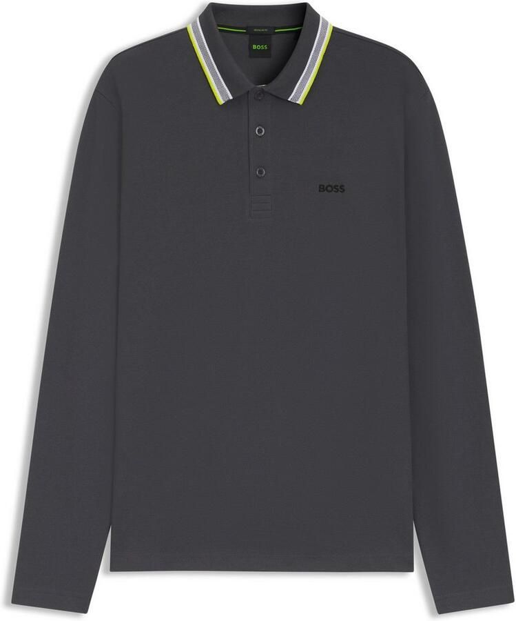 BOSS GREEN Poloshirt met lange mouwen Plisy met strepen op de kraag
