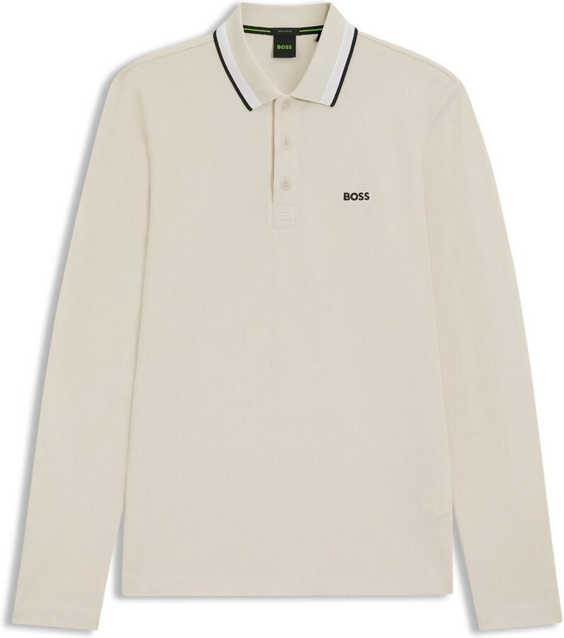 BOSS GREEN Poloshirt met lange mouwen Plisy met strepen op de kraag