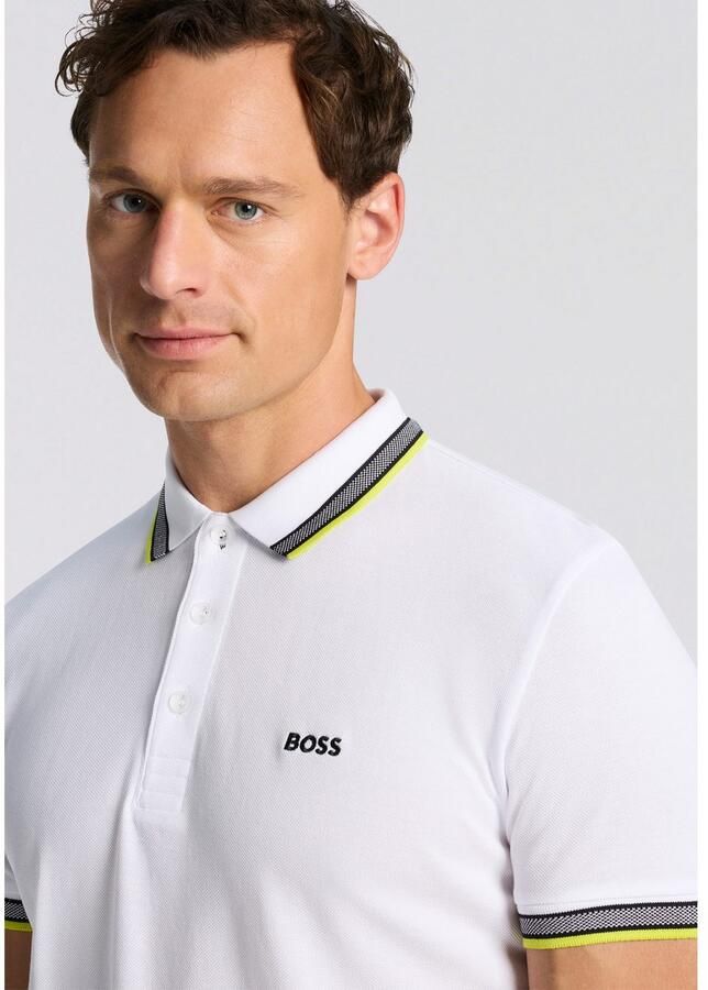 Boss Polo Shirt Korte Mouw Paddy Piqué Polo Shirt Open White Yellow - Foto 2