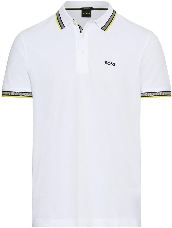 Boss Polo Shirt Korte Mouw Paddy Piqué Polo Shirt Open White Yellow