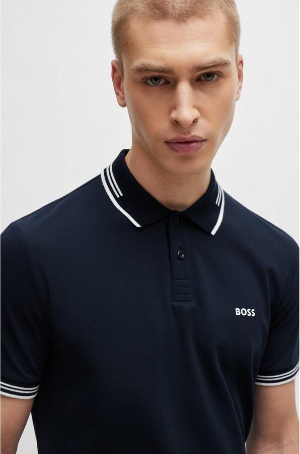BOSS Green Slim fit poloshirt met labelprint model 'Paul' - Foto 8
