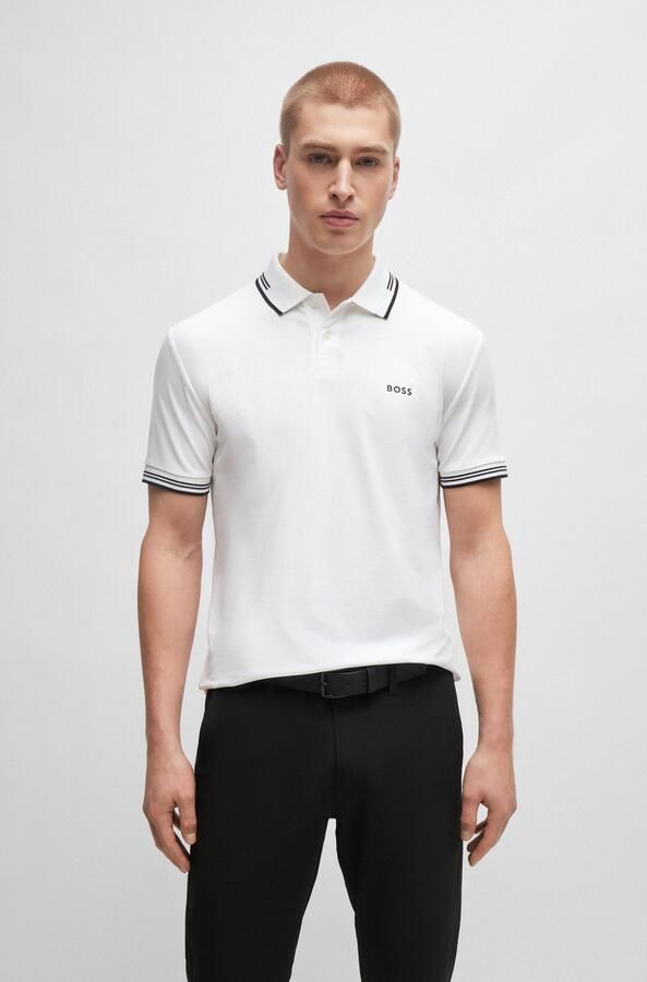 BOSS Green Slim fit poloshirt met labelprint model 'Paul' - Foto 8